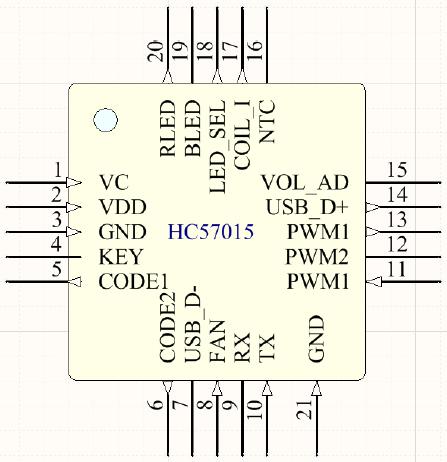 HC57015 15w无线快充芯片管脚分配