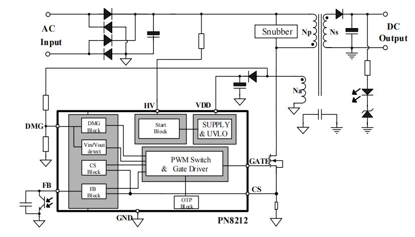 pn8212 44w快充芯片典型应用电路